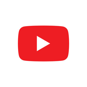 A red YouTube play button icon logo symbol representing video streaming & online content isolated on transparent background