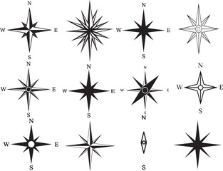 compass rose vector icons set ,beautifull compass © inam AI