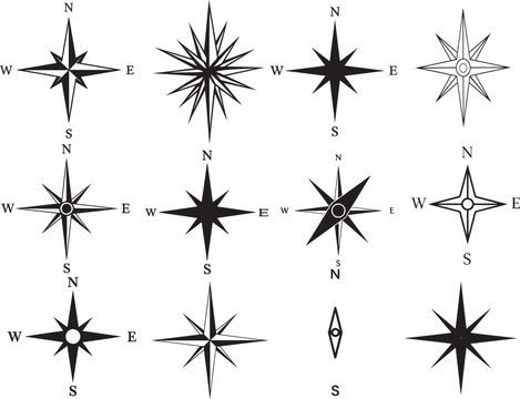 compass rose vector icons set ,beautifull compass