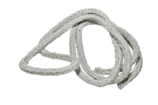 Heat-resistant rope braided from asbestos fibers on PNG background.