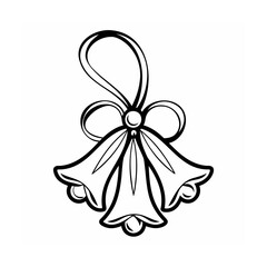 Elegant Christmas Bells with Bow Line Art Illustration Design element