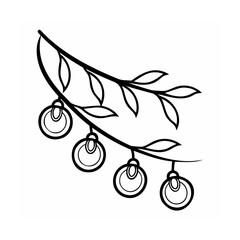 Elegant Christmas Ornaments on a Branch Vector Illustration Decorative Design