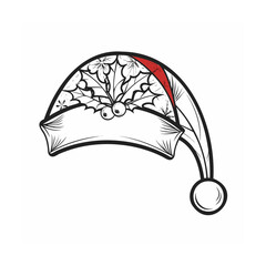 Festive Christmas Santa Hat with Holly Design for Holiday Season