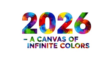 Colorful representation of the year 2026 with a painterly style