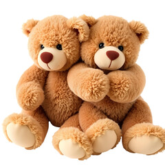 Fototapeta premium Photo of two teddy bears hugging isolated on transparent background