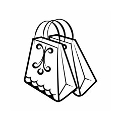 Stylish shopping bags black and white vector illustration for commercial use