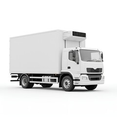Refrigerated cargo truck isolated on white background