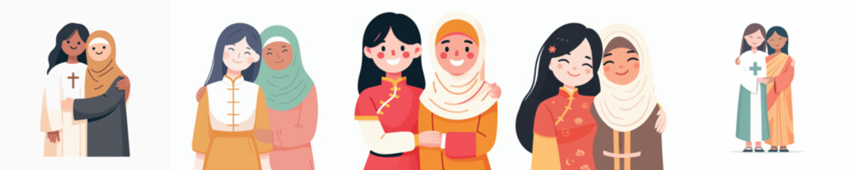 2 women of different religions embrace each other