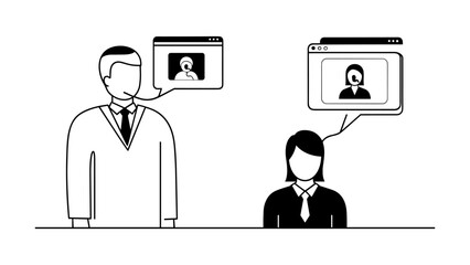 Business people communicate via video conference