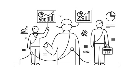 Business people presenting financial growth data