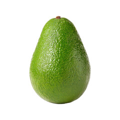 A single ripe green avocado isolated on transparent background