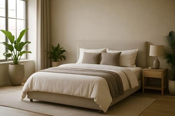 Luxury Minimalist Bedroom Interior with Natural Light