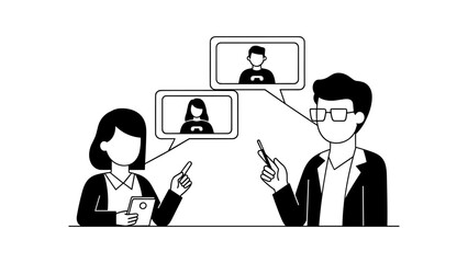 Business people having video call