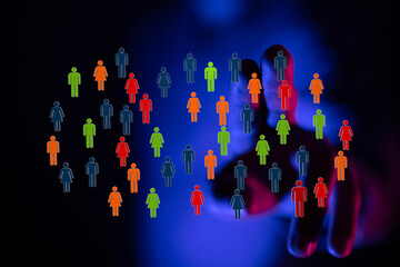 Abstract depiction of a network of people. Modern digital concept, teamwork and connection,...