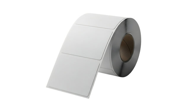 Roll of Blank White Shipping Labels on Black Background