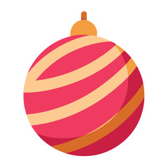 Festive Red and Beige Striped Christmas Ornament for Holiday Decoration