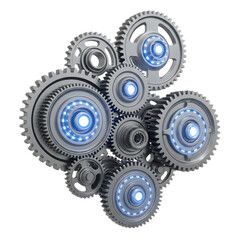 Stunning interconnected gears with light elements for future tech projects