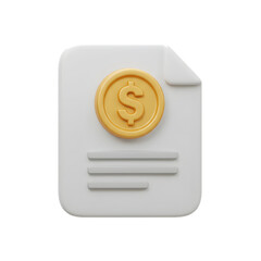 Financial document with dollar coin, modern business concept