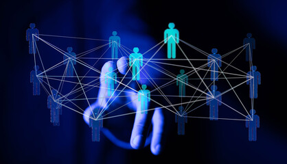 Abstract network of connected people, symbolizing teamwork, communication, and digital connections....