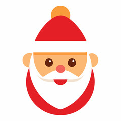 Vector Santa Claus Head Illustration with Red Hat and White Beard Festive Theme