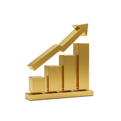 Golden growth chart visualizing business success and progress