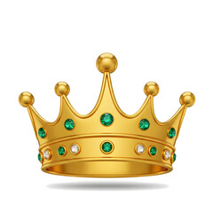 Stunning golden crown with emeralds, symbol of royalty and leadership