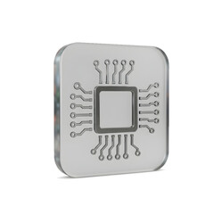 Sleek microchip icon representing technology and innovation