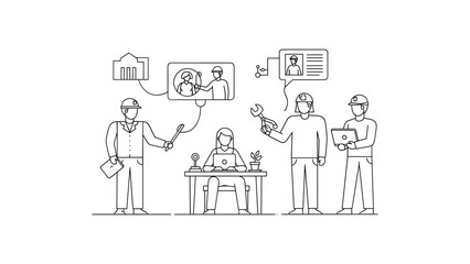 Team of engineers working on project