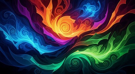 Obraz premium Lava Lamp Liquid Bubbles: A horizontal display of glossy, colorful, and undulating liquid shapes and floating bubbles, creating a retro lava lamp aesthetic on black.