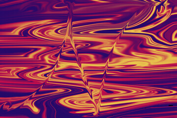 Abstract Liquid Art with Flowing Gold and Purple Colors Design
