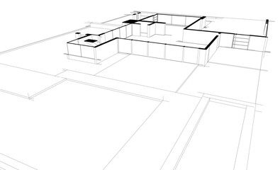  architectural drawing 3d illustration