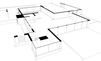  architectural drawing 3d illustration