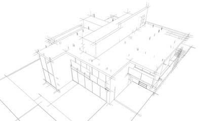  architectural drawing 3d illustration