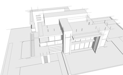 Architectural drawing 3d vector illustration