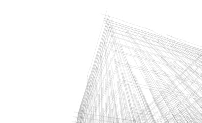 Architectural drawing 3d vector illustration