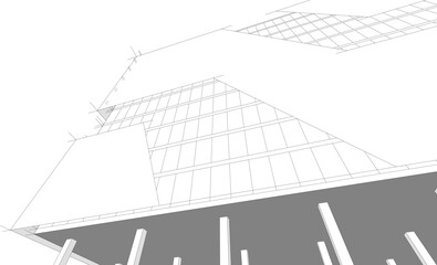 Architectural drawing 3d vector illustration