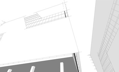 Fototapeta premium Architectural drawing 3d vector illustration