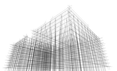 Architectural drawing 3d vector illustration