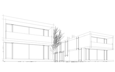  architectural drawing 3d illustration