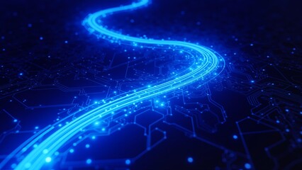 Blue glowing electron path