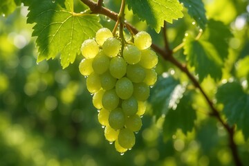 Fototapeta premium The juicy and watery bunch of green grapes 