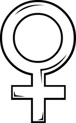 Obraz premium vector illustration drawing black and white female gender symbol