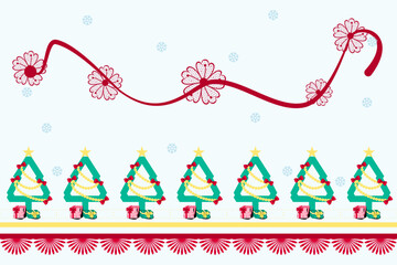 Seamless Christmas card with stars, trees. love Xmas wallpapers ,design illustration for woven textile printing, ribbon cute, picture books, Gift wrapping paper,New Year's,vector of a party background