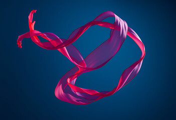 Abstract flowing ribbon with vibrant colors on a dark blue background