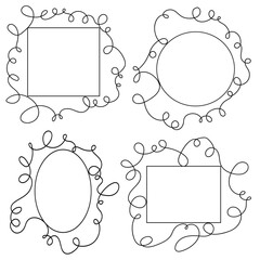 A set of four doodle-style frames drawn in one line