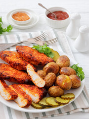 Paprika-Rubbed Pork Chops on plate with potatoes