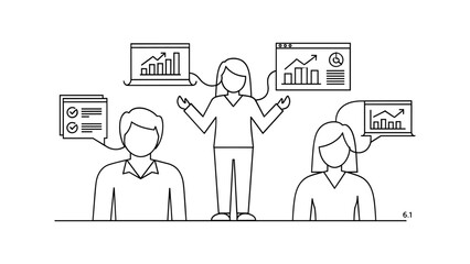 Business team discussing data analysis