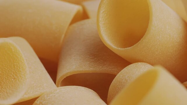 Italian pasta Paccheri, Cannelloni type of pasta in the shape of a very large tube, originating from Campania