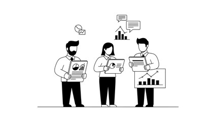 Business team analyzing data