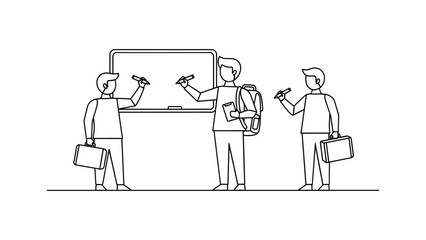 Students writing on whiteboard